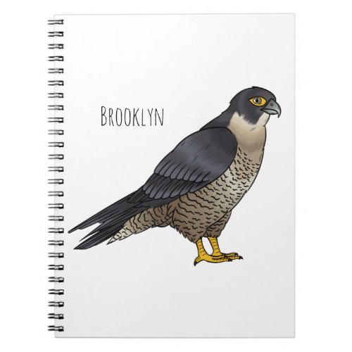 Peregrine falcon bird cartoon illustration  notebook