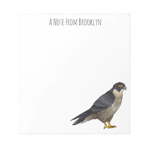 Peregrine falcon bird cartoon illustration  notepad