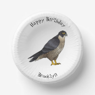 Peregrine falcon bird cartoon illustration paper bowls