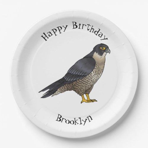 Peregrine falcon bird cartoon illustration paper plates