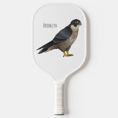 Peregrine falcon bird cartoon illustration  pickleball paddle