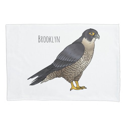 Peregrine falcon bird cartoon illustration  pillow case