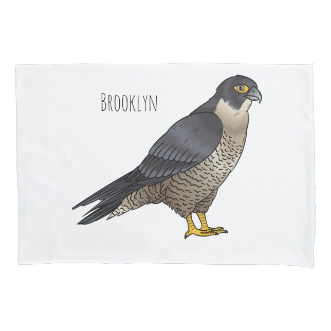 Peregrine falcon bird cartoon illustration  pillow case (Front)
