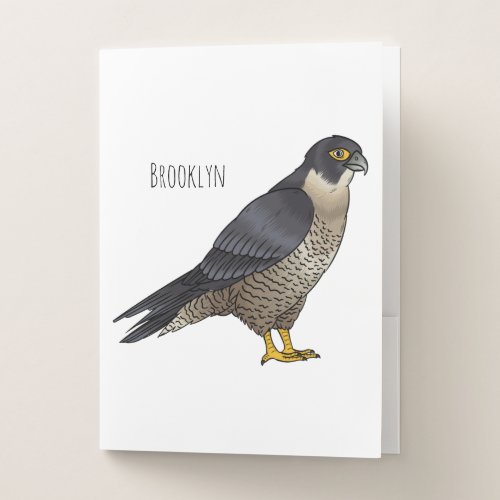 Peregrine falcon bird cartoon illustration  pocket folder