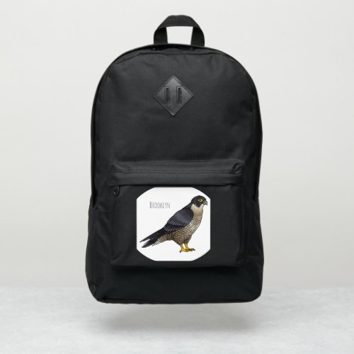 Peregrine falcon bird cartoon illustration port authority backpack