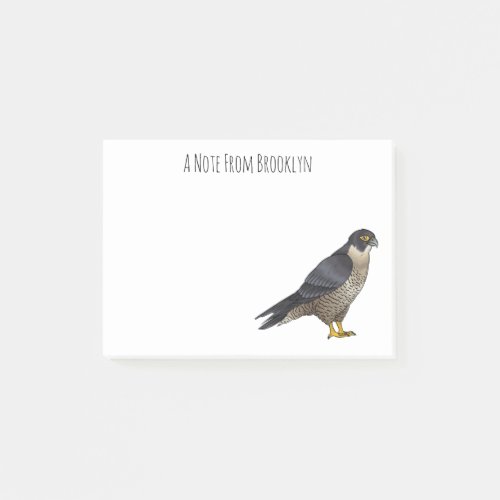 Peregrine falcon bird cartoon illustration  post_it notes