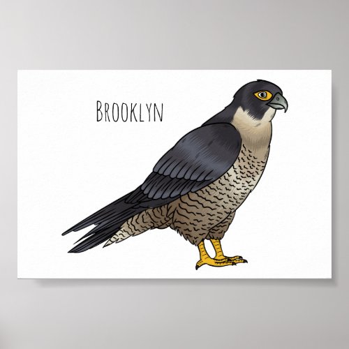Peregrine falcon bird cartoon illustration poster
