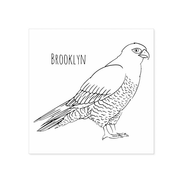 Peregrine falcon bird cartoon illustration rubber stamp (Imprint)