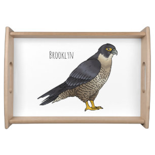 Peregrine falcon bird cartoon illustration serving tray