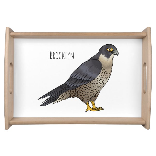 Peregrine falcon bird cartoon illustration  serving tray (Front)