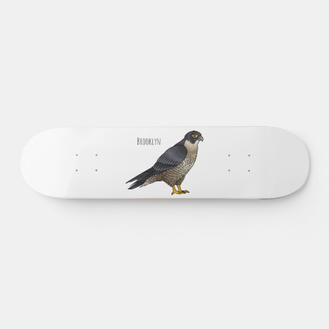 Peregrine falcon bird cartoon illustration skateboard (Horz)