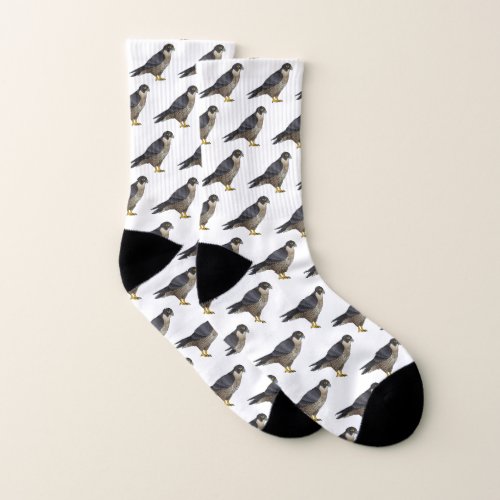 Peregrine falcon bird cartoon illustration socks