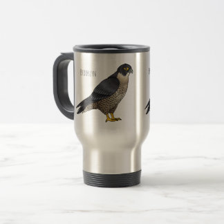 Peregrine falcon bird cartoon illustration travel mug