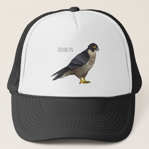 Peregrine falcon bird cartoon illustration trucker hat