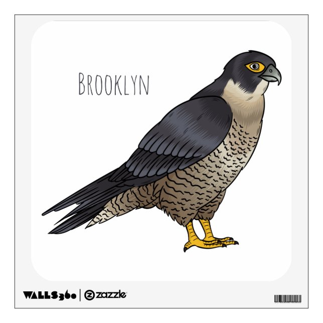 Peregrine falcon bird cartoon illustration wall decal (Front)