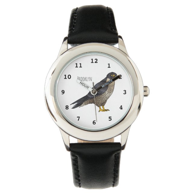 Peregrine falcon bird cartoon illustration watch (Front)