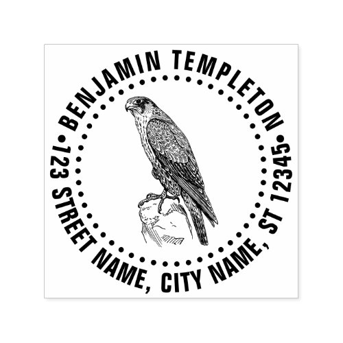 Peregrine Falcon Bird of Prey Name Return Address Self_inking Stamp