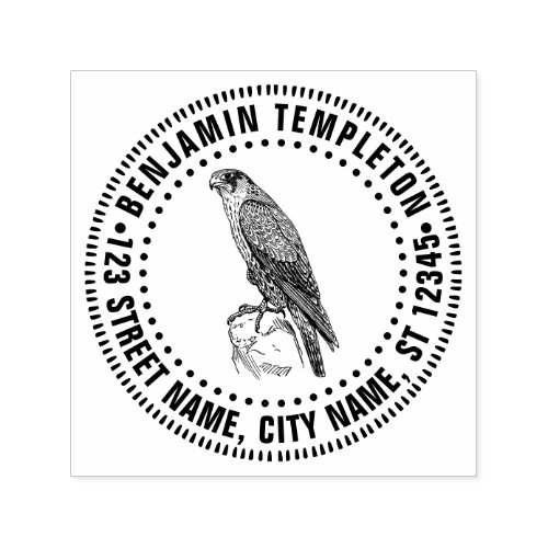 Peregrine Falcon Bird of Prey Name Return Address Self_inking Stamp