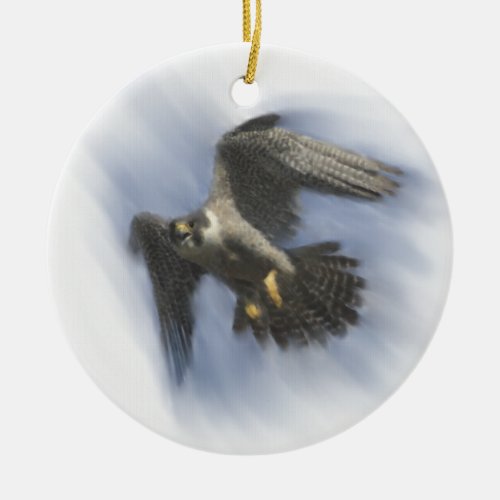 Peregrine Falcon in Flight Ceramic Ornament