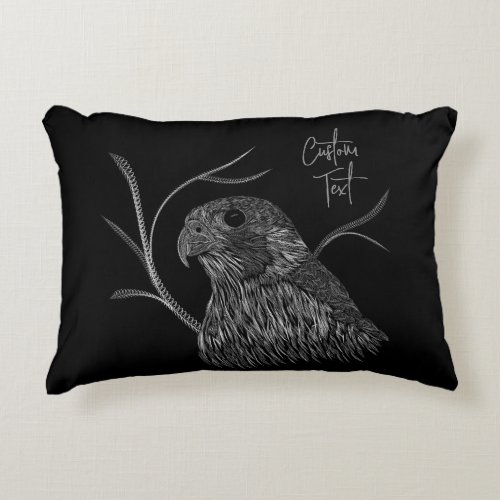 Peregrine Falcon in Tree Branches with Handwriting Accent Pillow