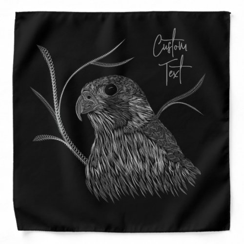 Peregrine Falcon in Tree Branches with Handwriting Bandana