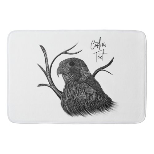 Peregrine Falcon in Tree Branches with Handwriting Bath Mat