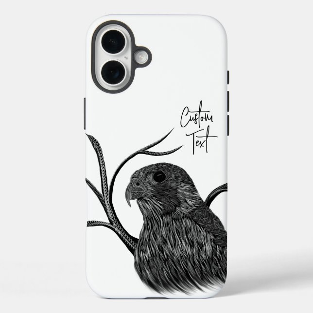 Peregrine Falcon in Tree Branches with Handwriting Case-Mate iPhone Case (Back)