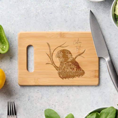 Peregrine Falcon in Tree Branches with Handwriting Cutting Board