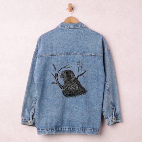 Peregrine Falcon in Tree Branches with Handwriting Denim Jacket