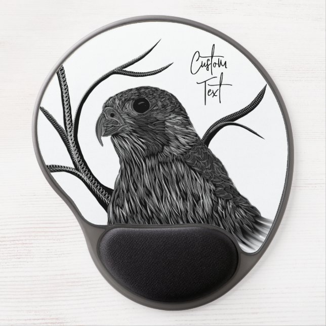 Peregrine Falcon in Tree Branches with Handwriting Gel Mouse Pad (Front)