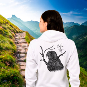 Peregrine Falcon in Tree Branches with Handwriting Hoodie