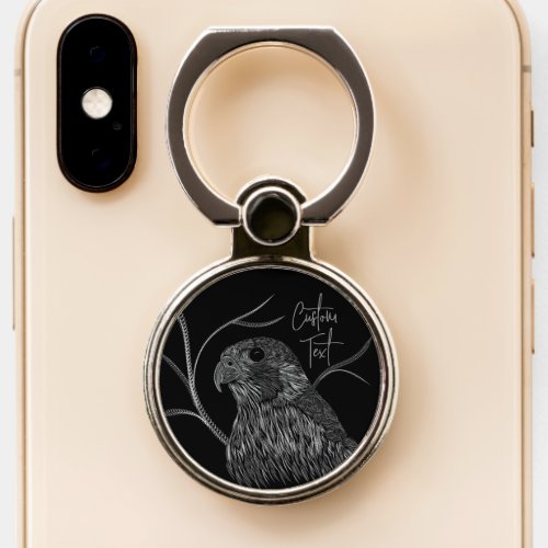 Peregrine Falcon in Tree Branches with Handwriting Phone Ring Stand