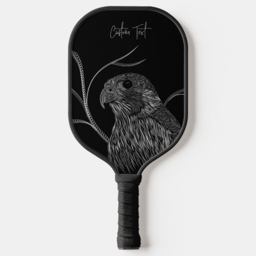 Peregrine Falcon in Tree Branches with Handwriting Pickleball Paddle