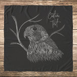 Peregrine Falcon in Tree Branches with Handwriting Scarf<br><div class="desc">Black and white artwork of a peregrine falcon framed by bare tree branches. Use the easy custom text template to add a name, monogram, inspiring word, short favorite phrase or other special message in handwriting style font. Edit to move elements or change the background to any color you wish. ♡...</div>