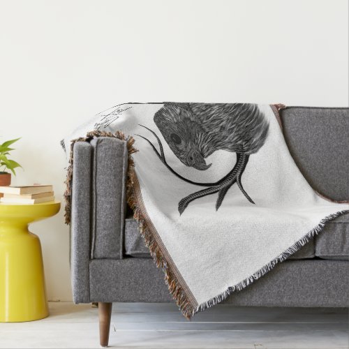 Peregrine Falcon in Tree Branches with Handwriting Throw Blanket