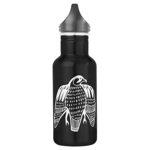 Peregrine Falcon line drawing in white Stainless Steel Water Bottle