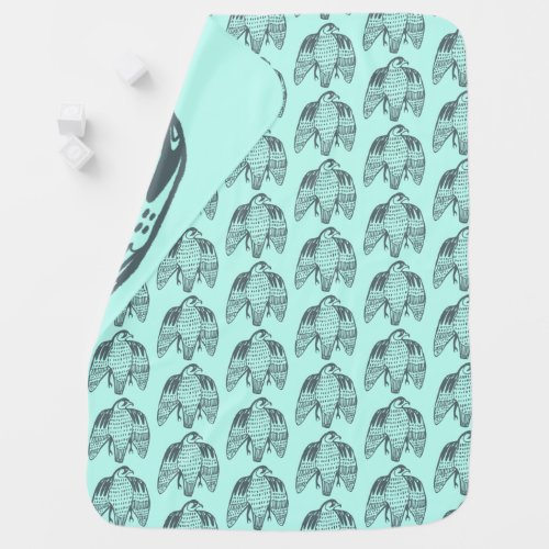 Peregrine Falcon Mint Custom Baby Blanket