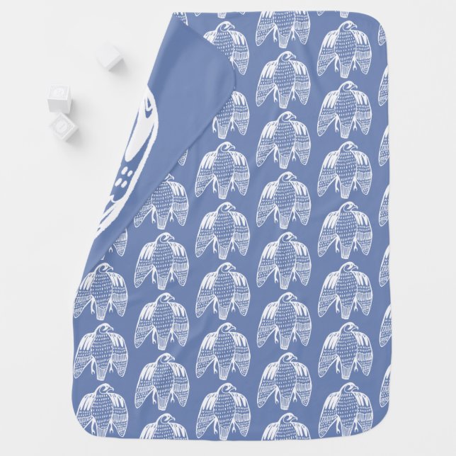 Peregrine Falcon Periwinkle Custom Baby Blanket (In Situ)