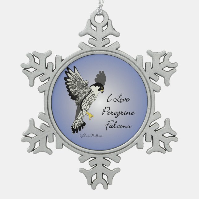 Peregrine Falcon pewter snowflake ornament (Front)