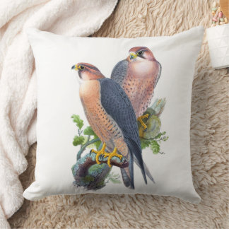 Peregrine Falcon Vintage Art Throw Pillow