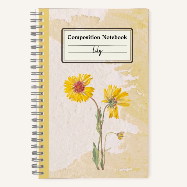 Perennial Gaillardia Flower Personalized Comp Notebook (Front)