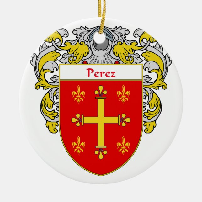 Perez Coat of Arms/Family Crest Ceramic Ornament (Front)