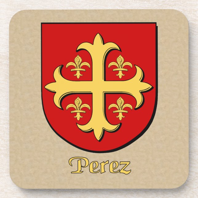 Perez Family Shield Beverage Coaster (Front)