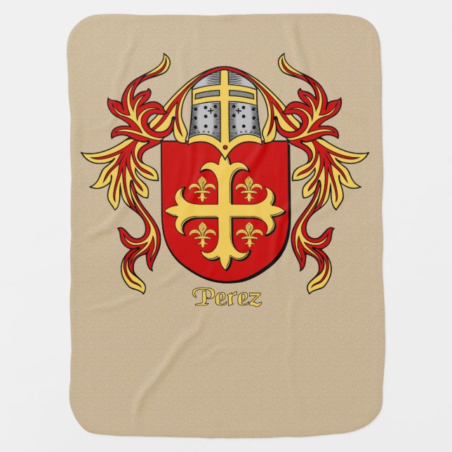 Perez Heraldic Shield and Mantling Baby Blanket (Front)