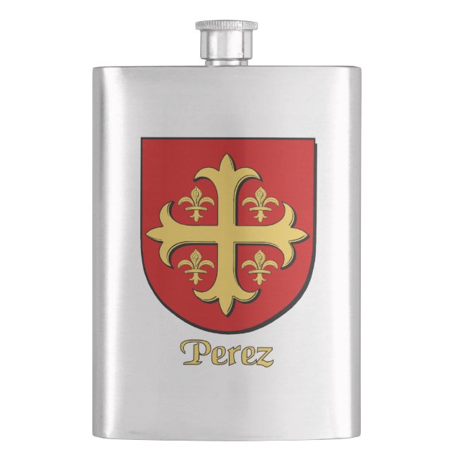 Perez Heraldic Shield Hip Flask (Front)