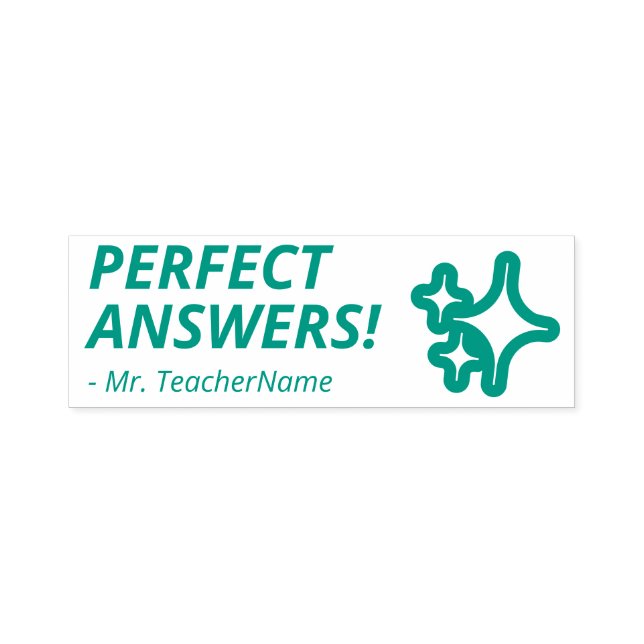 "PERFECT ANSWERS!" Teacher Feedback Rubber Stamp (Design)