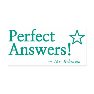"Perfect Answers!" Teacher Feedback Rubber Stamp
