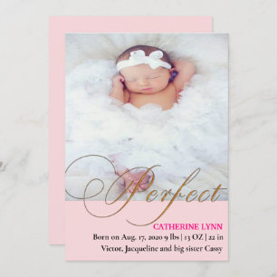 Perfect Baby Girl Birth Announcement