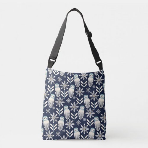 Perfect Barn Owl _ blue background Crossbody Bag