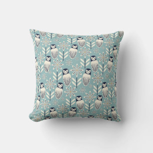 Perfect Barn Owl - light blue background Throw Pillow